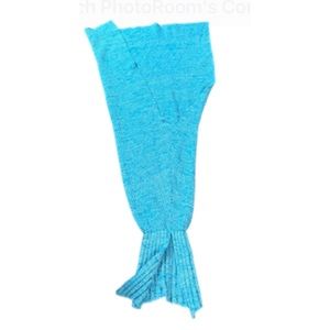 Laughcat Crochet Knit Mermaid Tail Throw Blanket Blue Cuddle 44”x83”